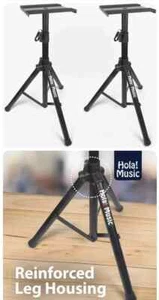 PAIR MONITOR SPEAKER STANDS HOLA! PROFESSIONAL HEAVY DUTY TRIPOD BRAND NEW BOXED - Picture 1 of 5