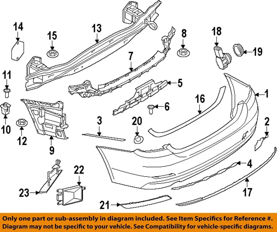 Para-choque traseiro BMW OEM 15-16 428i xDrive Gran Coupe - moldura superior 51127338682 - Imagem 1 de 1