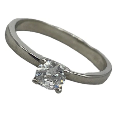 Solitario femminile in argento 925 fine fidanzamento anniversario San Valentino. - Immagine 1 di 4