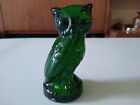 Vintage Mosser Big Eye Owl Emerald Green Glass Figurine 4.5" Tall