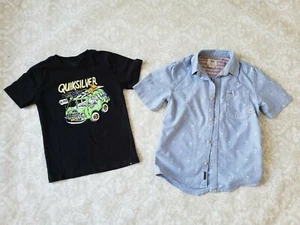 Vans Quicksilver Medium 7 Boys Button Up Beach Palm Tree Surfer Van Shirt  - Picture 1 of 6