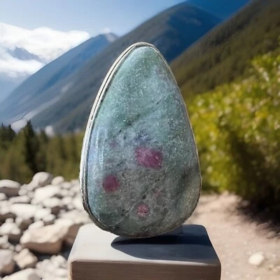 Size 9 Ruby Fuchsite Gemstone Ring  -925 Sterling Silver plated - New — 第 1/4 张图片