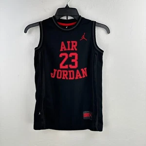 Air Jordan 23 Jersey Kids Small Black Red Knit Basketball Crew Neck Sleeveless - Picture 1 of 7