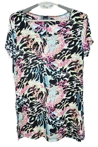 SLINKY BRAND Women's Polyester Travel Knit Short Sleeve Blouse Geometric Size L - Picture 1 of 14