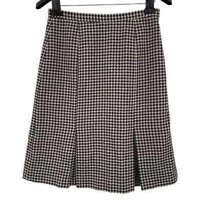 Vtg. Eddie Bauer Skirt 10 A Line Wool Houndstooth Pleat Dark Academia Schoolgirl - Image 1 of 4