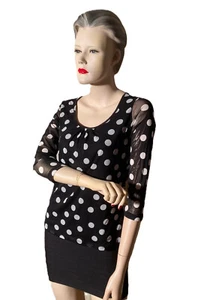 Schwarze gepunktete 3/4-Arm Bluse  von S.Oliver , leicht transparent Größe 36 - Bild 1 von 3