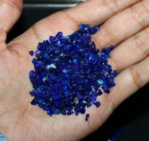 10 ct lot blue opal rough, natural Ethiopian blue polished opal raw crystal3/5mm - Picture 1 of 12