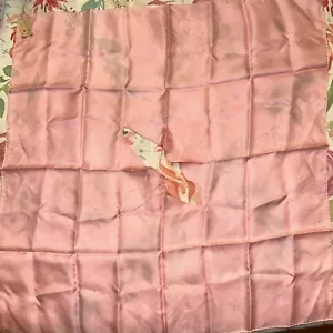 "Bufanda vintage Vera centro abierto 100 % seda rosa 28"" bordes cuadrados enrollados nueva con etiquetas" - Imagen 1 de 7