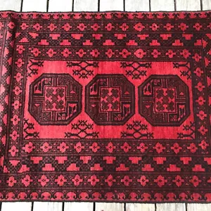 Afghan Khal Mohammadi Accent Rug "Elephant Foot Patterns" Tribal Design Red 3x5 - Picture 1 of 12