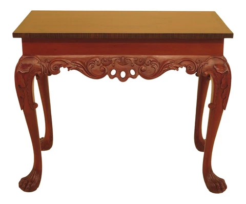 F46724EC: Georgian Style Carved Mahogany Hall Table w. Paw Feet Cover