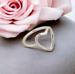 Regalo San Valentino anello argento sterling anello cuore aperto, anello pollice regalo tutte le misure - Foto 1 di 11
