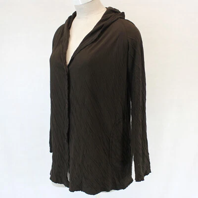 Fenini Lagenlook Marrón Pintuck Botón Frontal Drapeado Sudadera con Capucha Chaqueta Cárdigan Top XL Foto 1 de 4