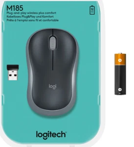LOGITECH M185 Maus Wireless kabellos USB PC Laptop Mouse Funk schwarz grau neu - Bild 1 von 4