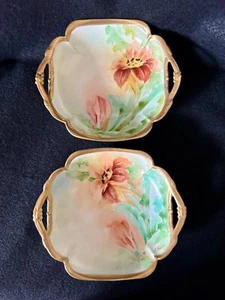 2 Richard Ginori Italy Hand Painted TIGER LILY  Gilded Raised Dish Artist Signed - Picture 1 of 12