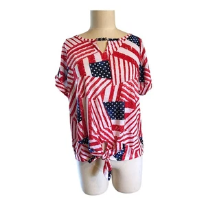 NWT Allison Daley Patriotic Red and Blue Women's Top Size PM - Picture 1 of 6