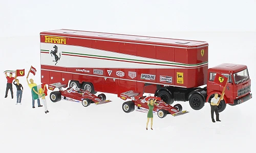 Fiat 691 T Renntransporter Set Figuren Ferrari 312 T2 1977 58575 Brekina  1/87 - Bild 1 von 1