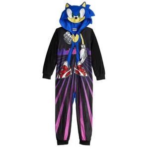Boy Sonic the Hedgehog One Piece Pajamas Union Suit Halloween Costume 4 6 8 10 - Picture 1 of 4