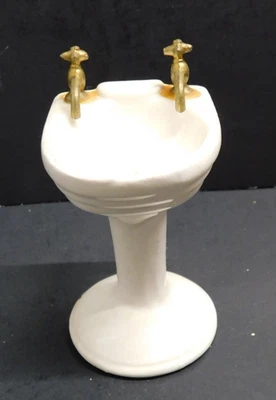 Shackman 1970s Porcelain Sink Dollhouse Miniature with Faucets #3651 - Image 1 of 4