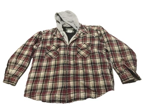 Field & Stream Jacket Men Size 2XL Red Plaid Flannel Quilted Hooded Heavyweight - Picture 1 of 13