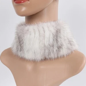 Headband Knitted Scarf Real Farm Mink  Fur Winter Scarf Genuine Warm Scarves D4 - Picture 1 of 29