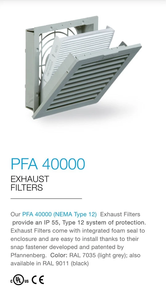 Phannenberg PFA 4000 RAL 7035 TYPE 12 enclosure exhaust filter vent - Image 1 of 1