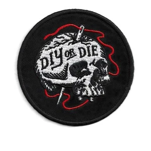 DIY OR DIE IRON ON PATCH 3.25" Skull Craft Extreme Crafter Embroidered Applique - Picture 1 of 2