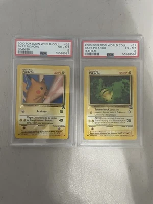 2000 POKEMON PIKACHU WORLD SPANISH #26 SNAP PIKACHU PSA 8 ITALIAN PIKACHU PSA 6 - Image 1 of 2