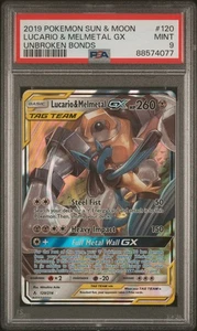 Lucario & Melmetal Gx 120 Unbroken Bonds Pokemon Sun & Moon Unbroken Bonds PSA 9 - Imagen 1 de 2