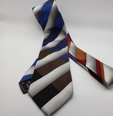 XMI Platino Importado Seda Italiana Hecho en EE. UU. Multicolor Rayas (3.5" x 60") Foto 1 de 4