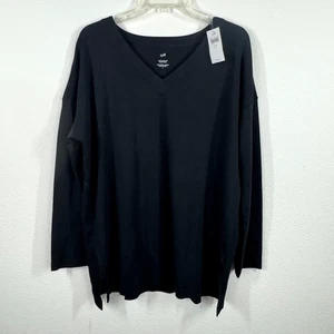 J Jill Simply Supima Tunic Top Black V Neck Long Sleeve Size Large New - Picture 1 of 10