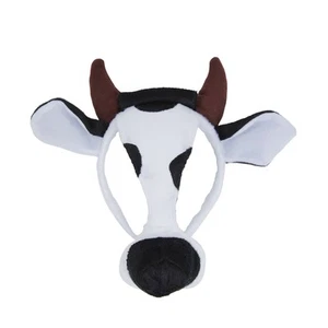 Cow Face Mask On Headband & Sound Fancy Dress - Picture 1 of 1