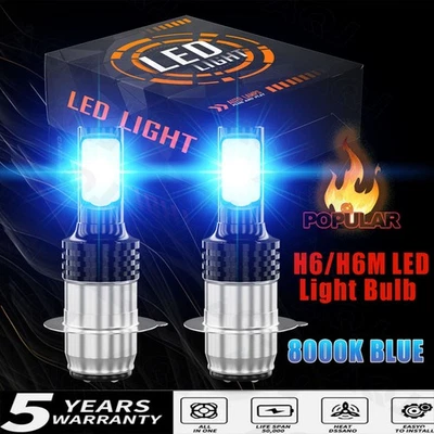 FOR Yamaha Champ 100 1987-1991 H6 Blue LED Hyper Headlight Bulbs Lights Kit - Изображение 1 из 4