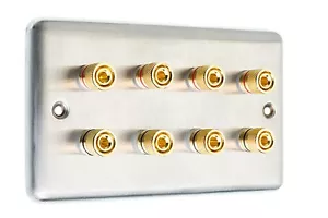 Altavoz de audio AV 4.0 placa frontal de pared acero inoxidable 8 postes de unión - Imagen 1 de 6