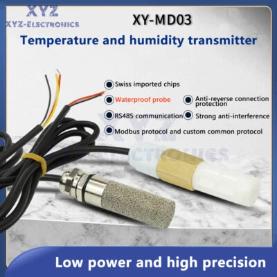 DC 5V-28V Temperature and Humidity Sensor Waterproof Probe RS485 MODBUS RTU - Image 1 of 4