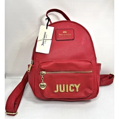 Mini Mochila Juicy Couture Roja Cuadros en Blanco Diseñador Viaje Imitación Cuero Nueva con Etiquetas Foto 1 de 4