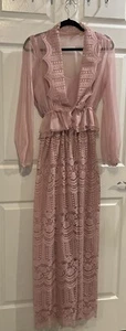 VINTAGE - WOMEN'S PINK LACE 2 Pc DRESS - SIZE 12 See Approximate Measurements - Picture 1 of 18