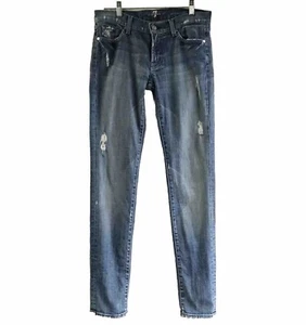 7 for all Mankind Roxanne Straight Leg Distressed Jeans w/Embroidered Back 28 - Picture 1 of 24
