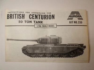 AURORA  BRITISH CENTURION TANK  MODEL 330 KIT INSTRUCTIONS ONLY 1969 - Image 1 of 4