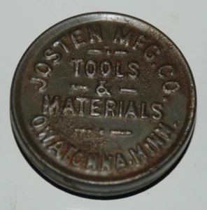 Vintage JOSTEN MFG. CO. Tools & Materials Advertising Tin Owatonna, Minn 1 1/8" - Picture 1 of 3