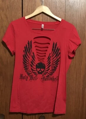 Camiseta Feminina Demi Loon Holy Hell Bombshell Tamanho 2X 22/24 Vermelha Preta - Imagem 1 de 4