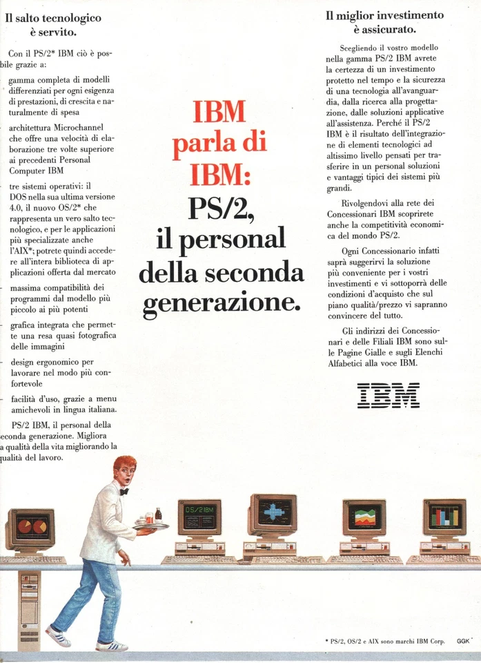 IBM PS/2 Vintage Pubblicità 1989 Werbung Rare Italian Magazine Advertising 30x23 - Bild 1 von 1