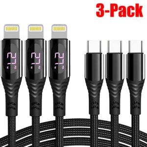 3-Pack Fast Charging Cable Type C to iPhone Charger Cord for iPhone 14 13 12 11 - Picture 1 of 46