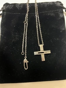 Auth GUCCI 925 STERLING SILVER CROSS Pendant Necklace - Picture 1 of 2