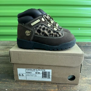 Timberland Field Boots Leopard Luxe Brown Limited Edition Sz 9.5 Toddler NEW - Picture 1 of 9