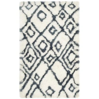 SAFAVIEH Toronto Shag SGT727K Handmade Ivory / Blue Rug - Image 1 of 4