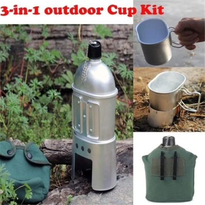 Juego de utensilios de cocina 3 piezas taza ultraligera aleación de aluminio militar para senderismo camping Foto 1 de 4