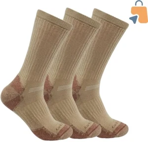 Breathable Men's 3-Pack Cotton Blend Socks - Crew Height with Arch Support - Picture 1 of 2