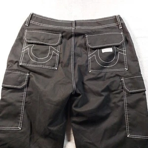 True Religion Jeans Baggy Cargo Pants Jet Black 34x32 Size 32 108335 New $159 - Picture 1 of 14