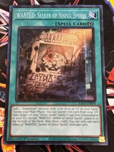 Yugioh! 1x WANTED: Sucher der sündigen Beute RA03-DE074 Collector's Rare 1st Ed - Bild 1 von 6