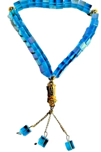Islamic 33 Beads Tasbeeh Blue Cube Misbaha Rosary Dhikr Prayer Beads - Picture 1 of 24